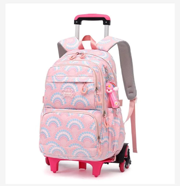 LK-006-UU】Rolling School Bags for Girls Backpack Children Waterproof School Backpacks with Wheels Middle School Trolley Luggage Back Pack