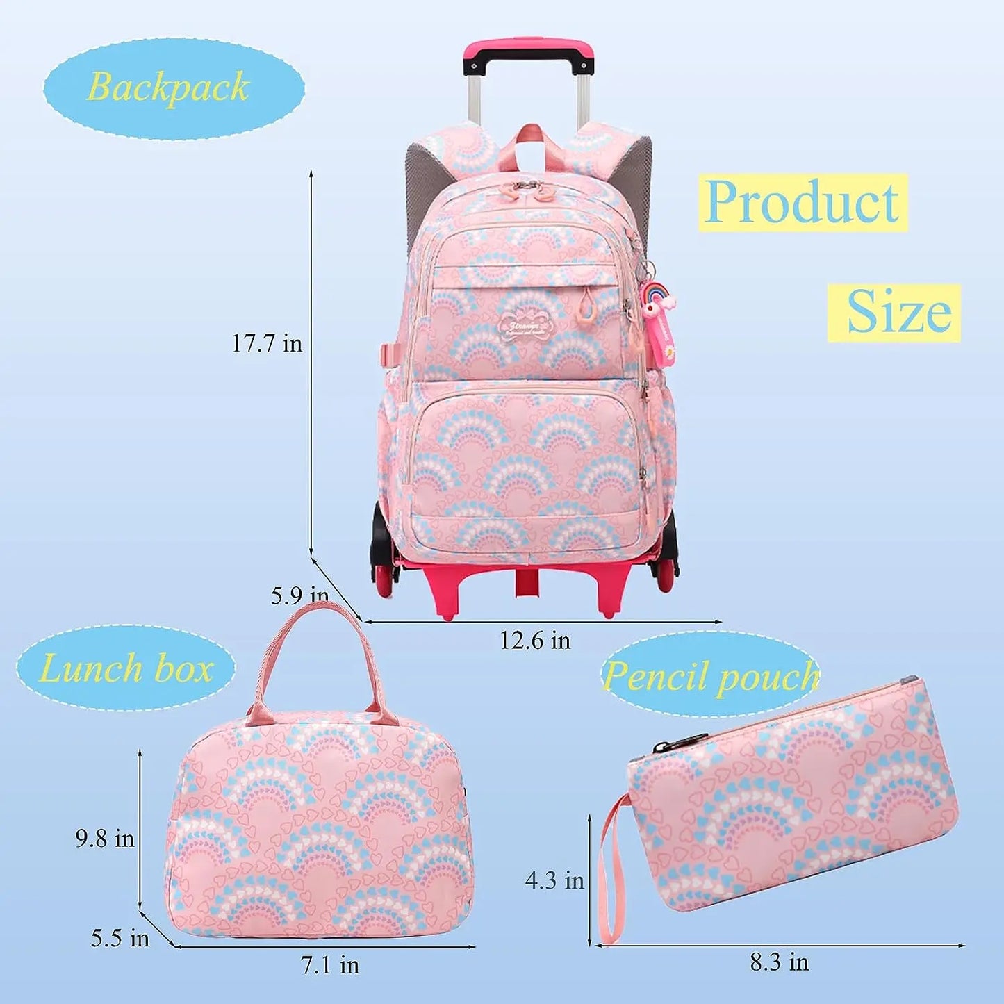 LK-006-UU】Rolling School Bags for Girls Backpack Children Waterproof School Backpacks with Wheels Middle School Trolley Luggage Back Pack