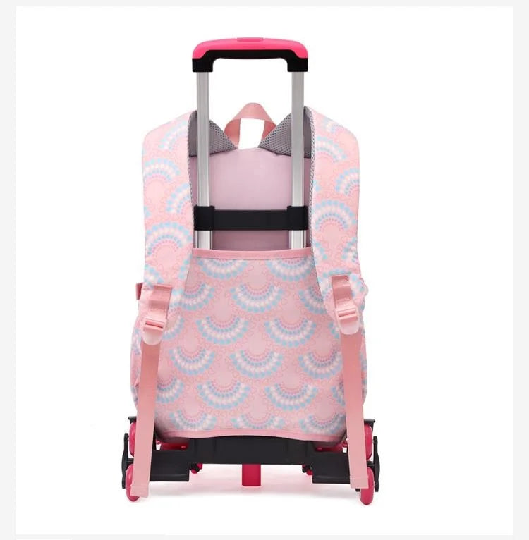 LK-006-UU】Rolling School Bags for Girls Backpack Children Waterproof School Backpacks with Wheels Middle School Trolley Luggage Back Pack