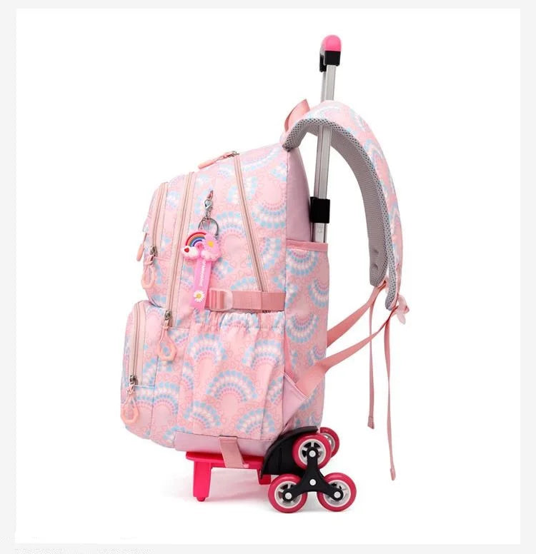 LK-006-UU】Rolling School Bags for Girls Backpack Children Waterproof School Backpacks with Wheels Middle School Trolley Luggage Back Pack