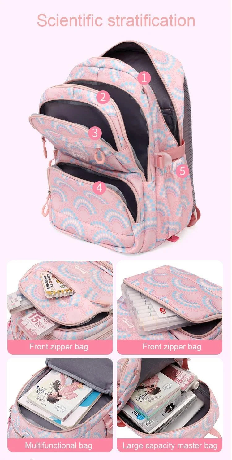 LK-006-UU】Rolling School Bags for Girls Backpack Children Waterproof School Backpacks with Wheels Middle School Trolley Luggage Back Pack