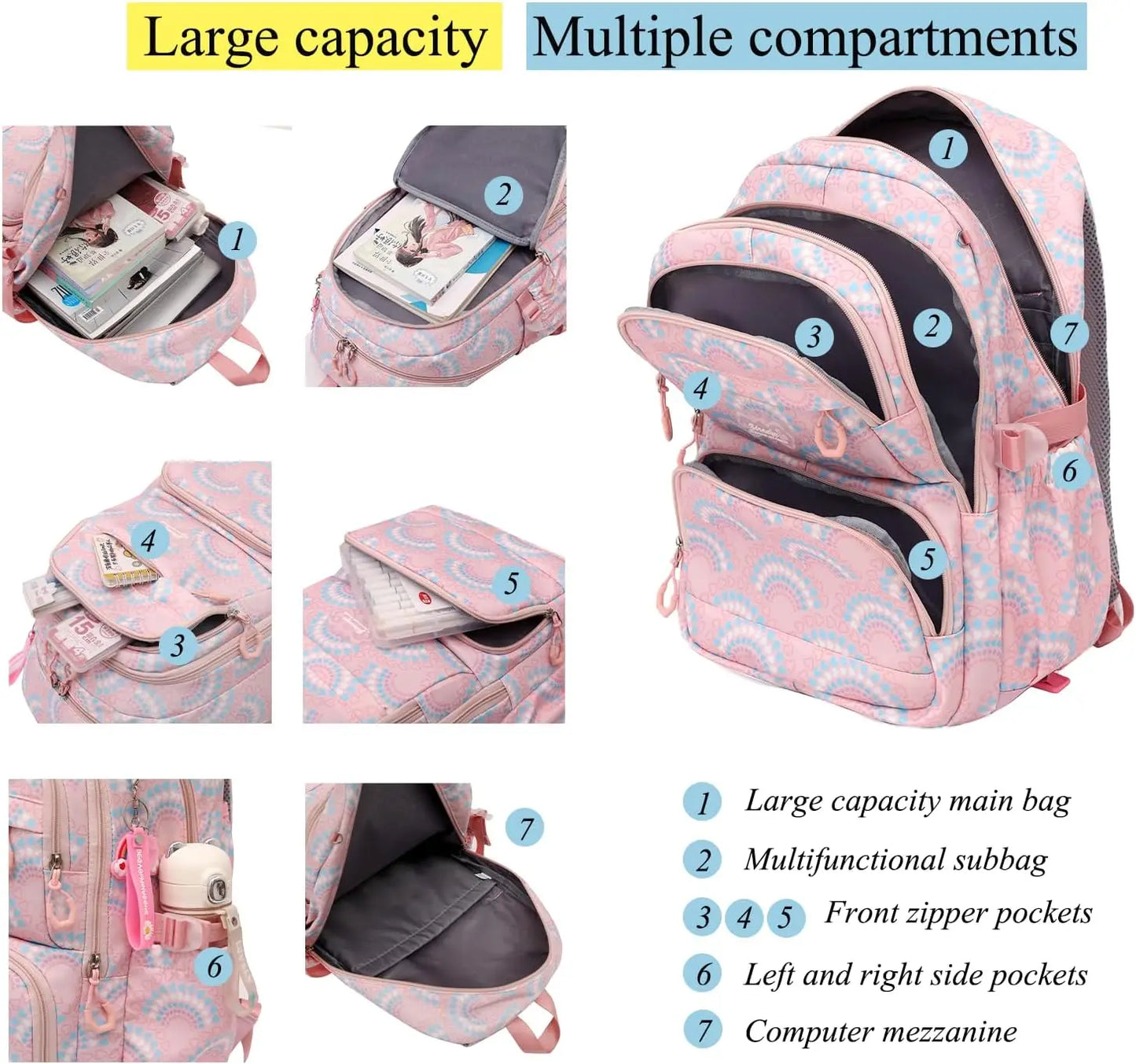 LK-006-UU】Rolling School Bags for Girls Backpack Children Waterproof School Backpacks with Wheels Middle School Trolley Luggage Back Pack