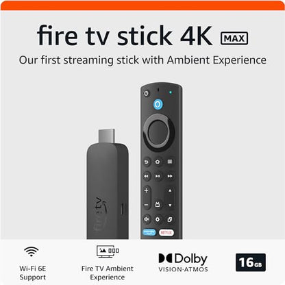 Amazon Fire TV Stick 4K Maxストリーミングデバイス、Wi-Fi 6Eをサポート、ケーブルや衛星放送なしで無料ライブTVを視聴可能