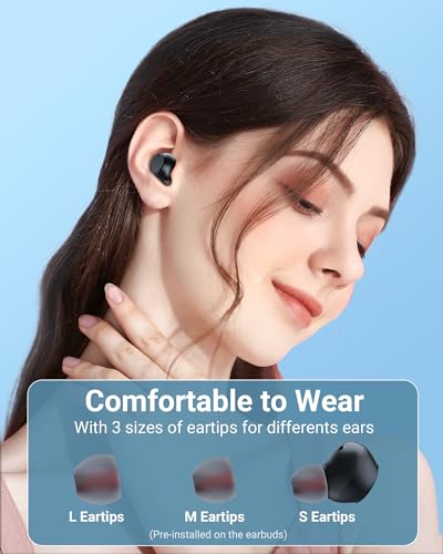 Ear Buds Mini Wireless Earbuds Bluetooth 5.3 Headphones with LED Power Display Charging Case Light-Weight Earbud IPX7 Waterproof Earphones Stereo In Ear Headsets with Mic for Running Workout Gym TV PC