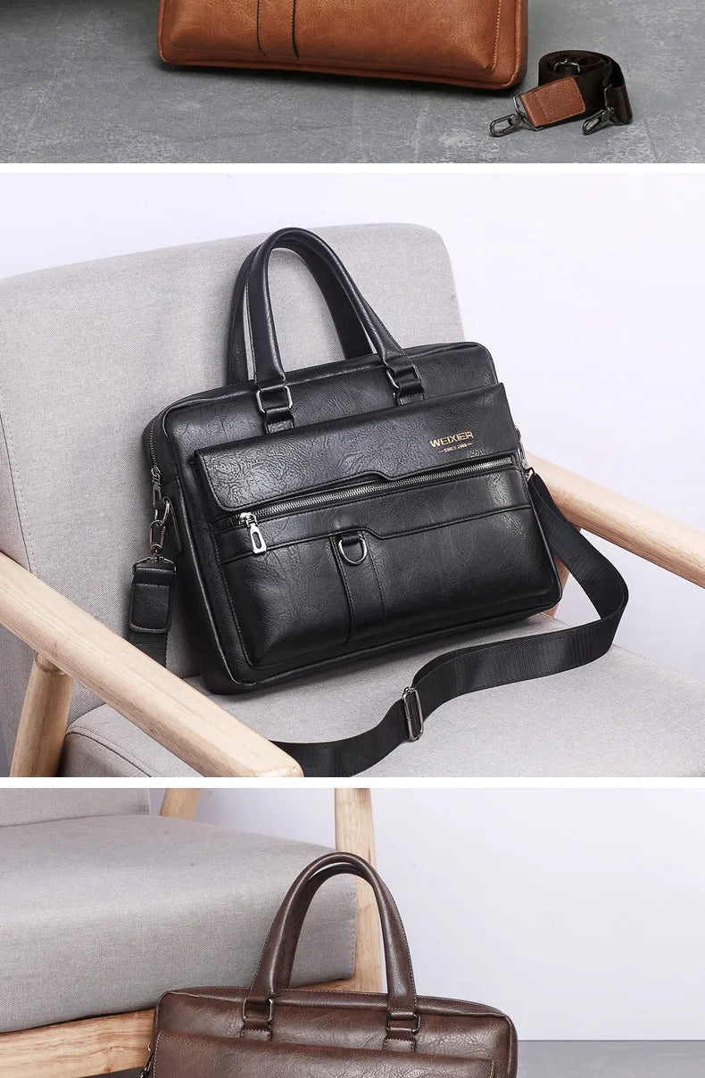 LM-001-UU】Men Briefcase Bag High Quality Business Famous Brand PU Leather Shoulder Messenger Bags Office Handbag 14 inch Laptop bag