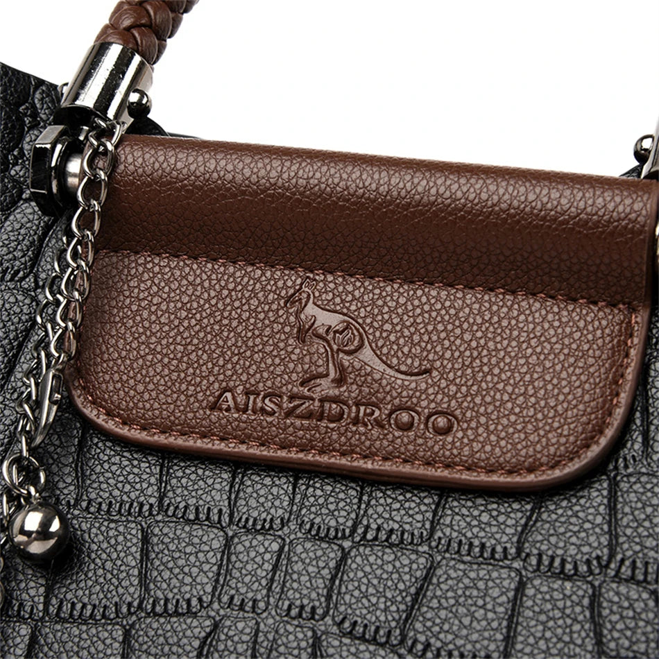 LW-009-UU】Brand Leather 3 Layers Alligator Crossbody Bag for Women Female Shoulder Messenger Sac Luxury Designer Ladies Handbags