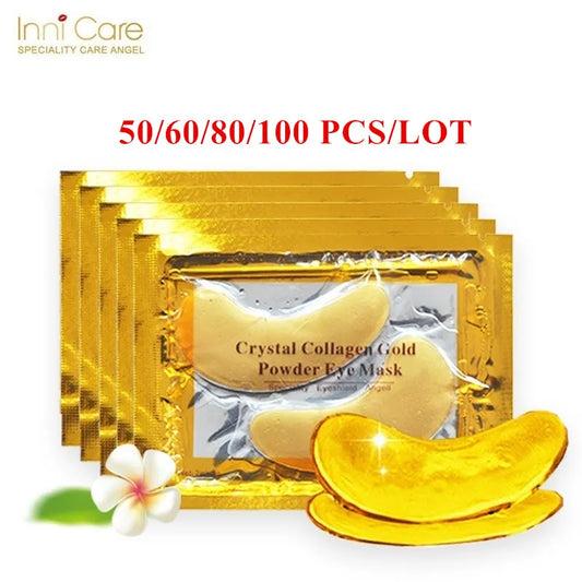 MC-014-UU】InniCare 50/60/80/100 Pcs Crystal Collagen Gold Eye Mask Dark Circles Acne Beauty Patches For Eye Skin Care Korean Cosmetics