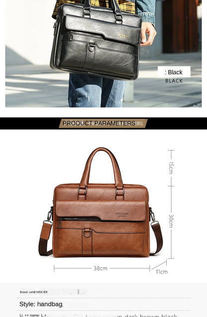 LM-001-UU】Men Briefcase Bag High Quality Business Famous Brand PU Leather Shoulder Messenger Bags Office Handbag 14 inch Laptop bag