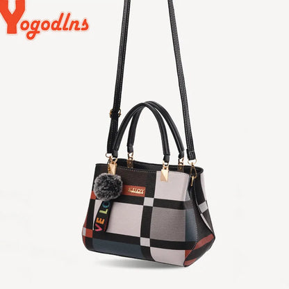 LW-001-UU】Yogodlns New Luxury Handbag Women Stitching Wild Messenger Bags Designer Brand Plaid Shoulder Bag Female Ladies Totes