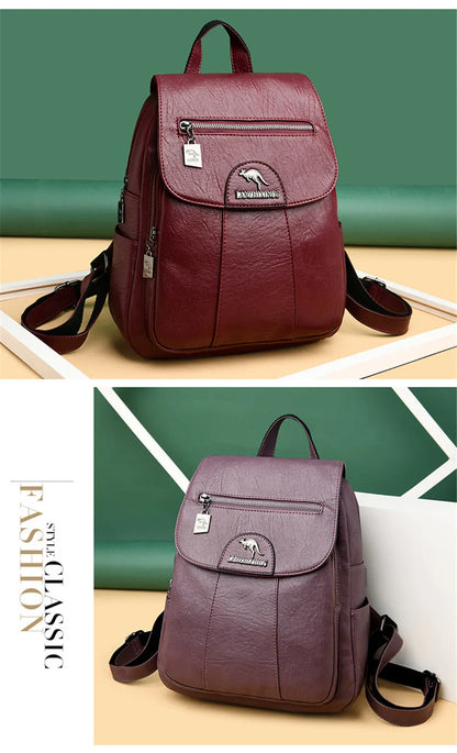 LW-021-UU】Women Soft Leather Backpacks Vintage Female Shoulder Bags Sac a Dos Casual Travel Ladies Bagpack Mochilas School Bags