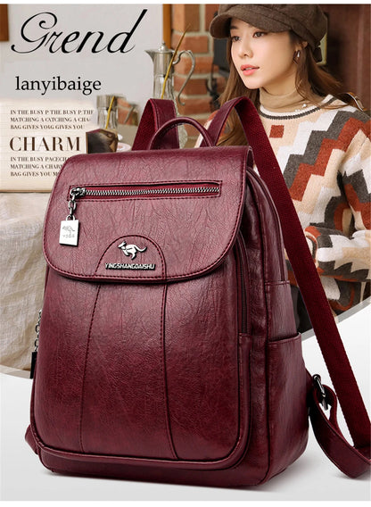 LW-021-UU】Women Soft Leather Backpacks Vintage Female Shoulder Bags Sac a Dos Casual Travel Ladies Bagpack Mochilas School Bags