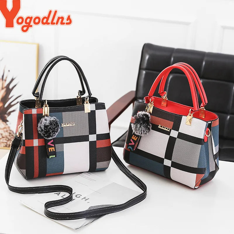 LW-001-UU】Yogodlns New Luxury Handbag Women Stitching Wild Messenger Bags Designer Brand Plaid Shoulder Bag Female Ladies Totes