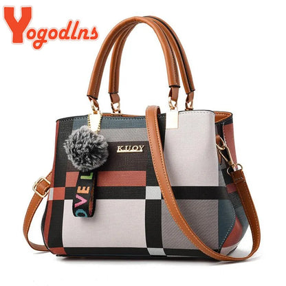 LW-001-UU】Yogodlns New Luxury Handbag Women Stitching Wild Messenger Bags Designer Brand Plaid Shoulder Bag Female Ladies Totes