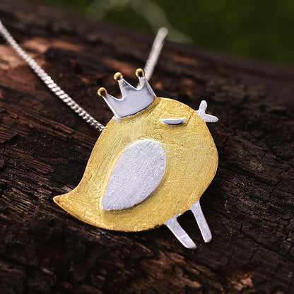 JN-007-UU】Lotus Fun Real 925 Sterling Silver Natural Handmade Fine Jewelry Lovely Princess Bird Pendant without Necklace for Women