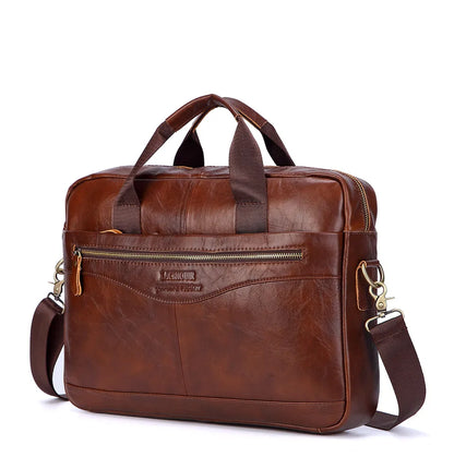 LM-013-UU】Men Genuine Leather Handbags Casual Leather Laptop Bags Male Business Travel Messenger Bags Men's Crossbody Shoulder Bag