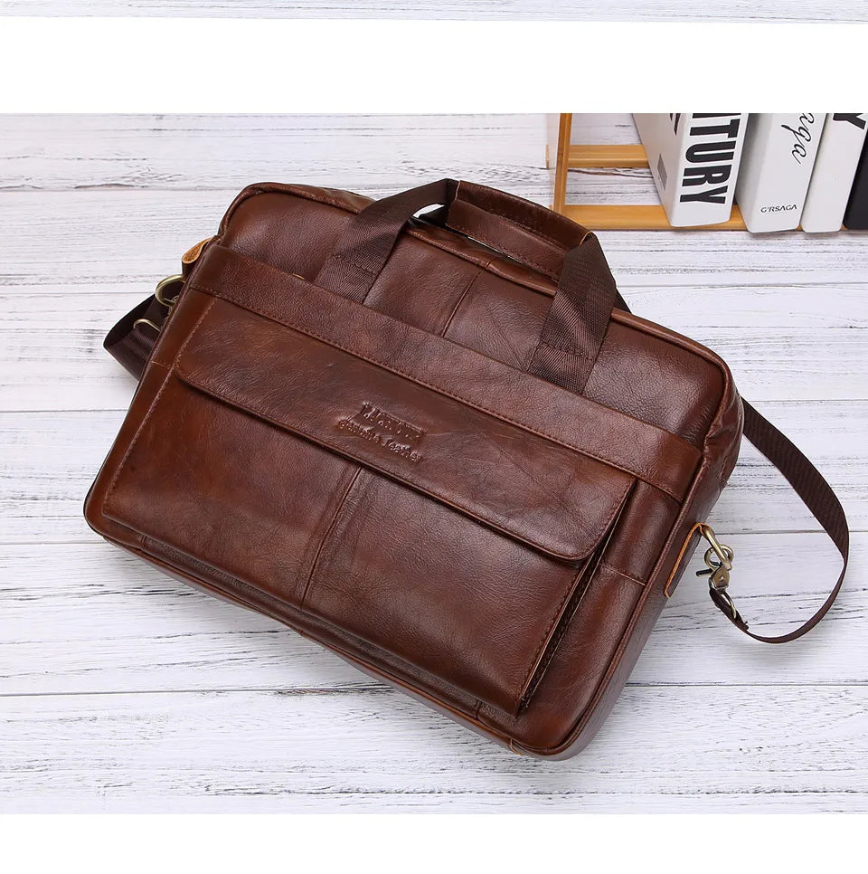 LM-013-UU】Men Genuine Leather Handbags Casual Leather Laptop Bags Male Business Travel Messenger Bags Men's Crossbody Shoulder Bag