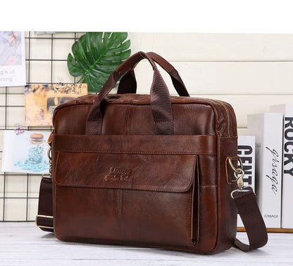 LM-013-UU】Men Genuine Leather Handbags Casual Leather Laptop Bags Male Business Travel Messenger Bags Men's Crossbody Shoulder Bag