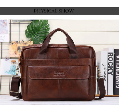 LM-013-UU】Men Genuine Leather Handbags Casual Leather Laptop Bags Male Business Travel Messenger Bags Men's Crossbody Shoulder Bag