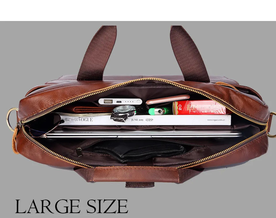 LM-013-UU】Men Genuine Leather Handbags Casual Leather Laptop Bags Male Business Travel Messenger Bags Men's Crossbody Shoulder Bag