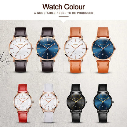 MW-016-UU】OLEVS Original Watch for Men Luxury Top Brand Quartz Genuine Leather Strap Simple Design Date Display Man Watches