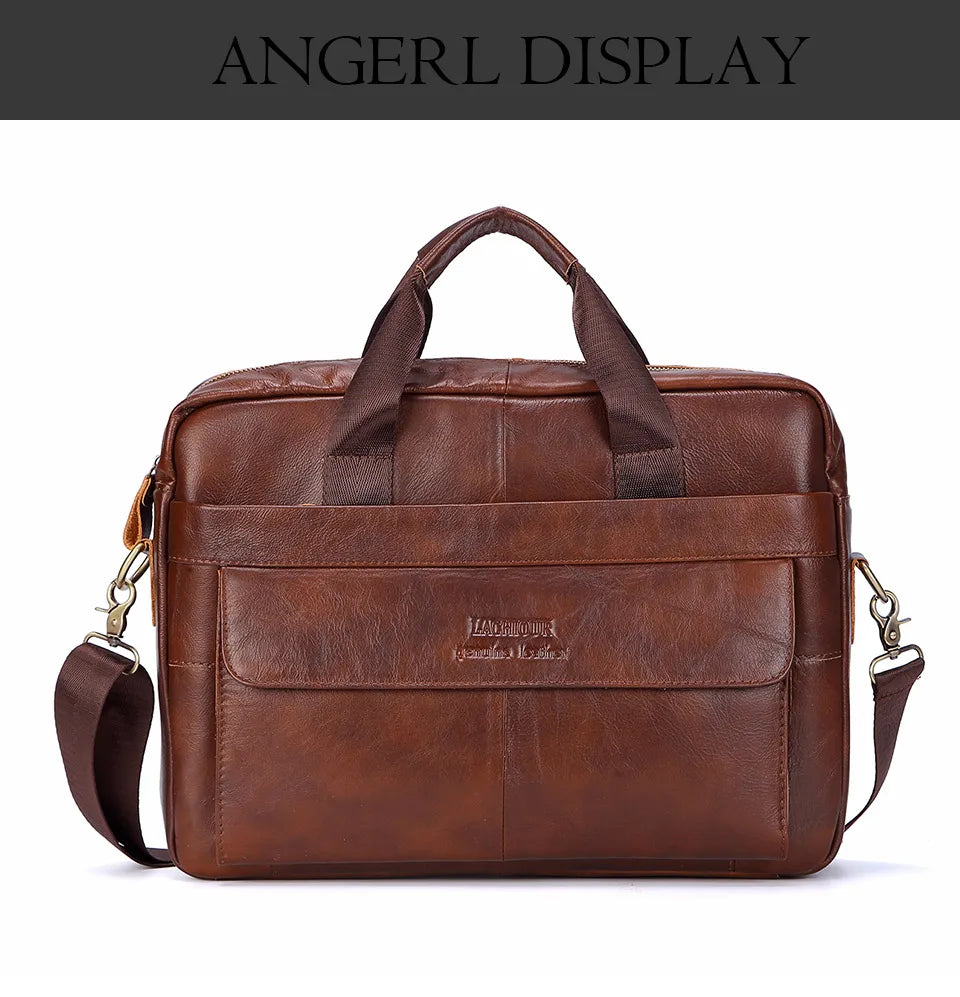 LM-013-UU】Men Genuine Leather Handbags Casual Leather Laptop Bags Male Business Travel Messenger Bags Men's Crossbody Shoulder Bag