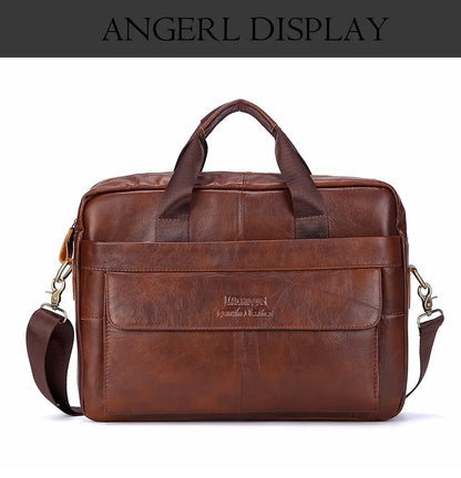 LM-013-UU】Men Genuine Leather Handbags Casual Leather Laptop Bags Male Business Travel Messenger Bags Men's Crossbody Shoulder Bag