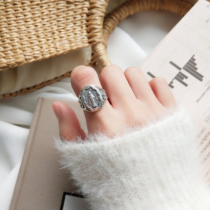 JR-009-UU】S925 Silver  Retro Thai Silver Maria Ring  simple fashion vintage design wild rings for women charms temperament jewelry gift