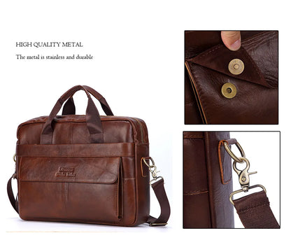 LM-013-UU】Men Genuine Leather Handbags Casual Leather Laptop Bags Male Business Travel Messenger Bags Men's Crossbody Shoulder Bag