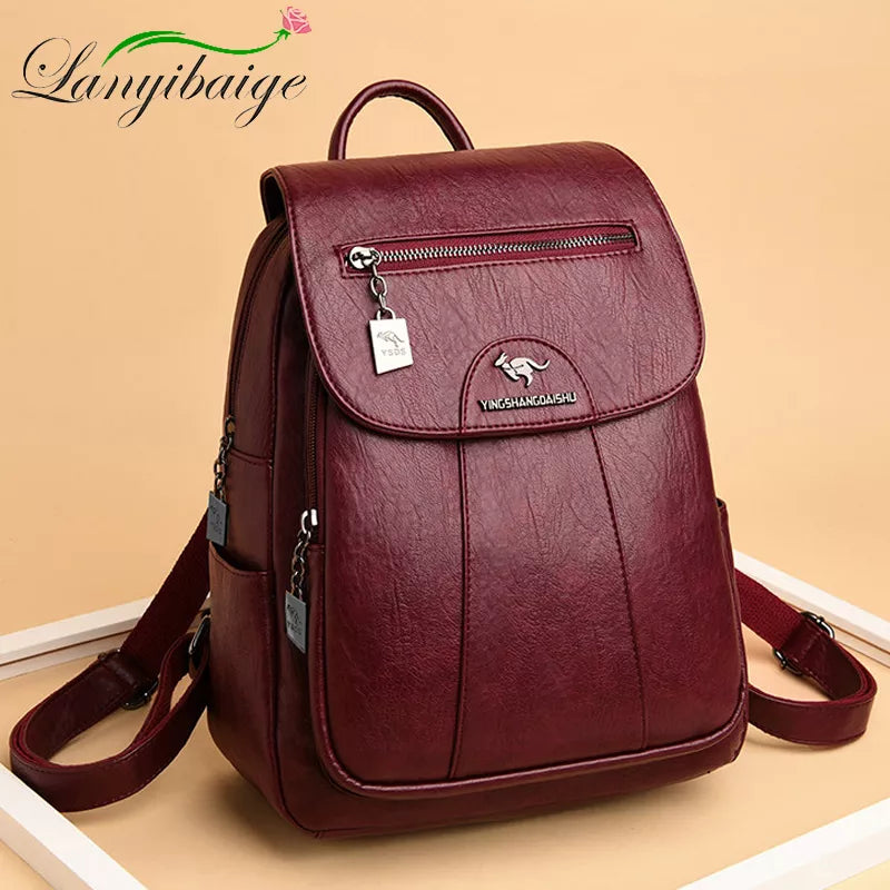 LW-021-UU】Women Soft Leather Backpacks Vintage Female Shoulder Bags Sac a Dos Casual Travel Ladies Bagpack Mochilas School Bags