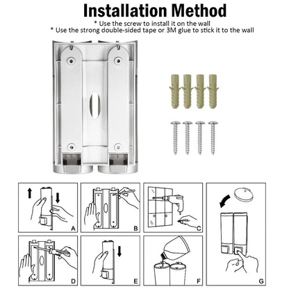 BB-003-UU】Single/Double 400ml Soap Dispenser Wall-mount Shower Bath Shampoo Dispenser Liquid Soap Container Bathroom Washroom Accessories