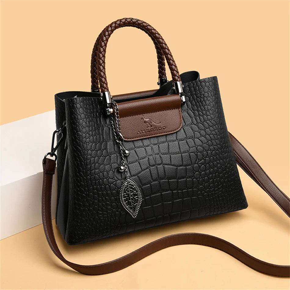 LW-009-UU】Brand Leather 3 Layers Alligator Crossbody Bag for Women Female Shoulder Messenger Sac Luxury Designer Ladies Handbags