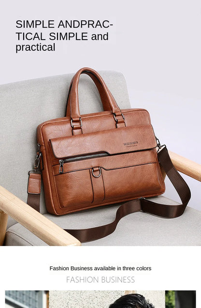 LM-001-UU】Men Briefcase Bag High Quality Business Famous Brand PU Leather Shoulder Messenger Bags Office Handbag 14 inch Laptop bag