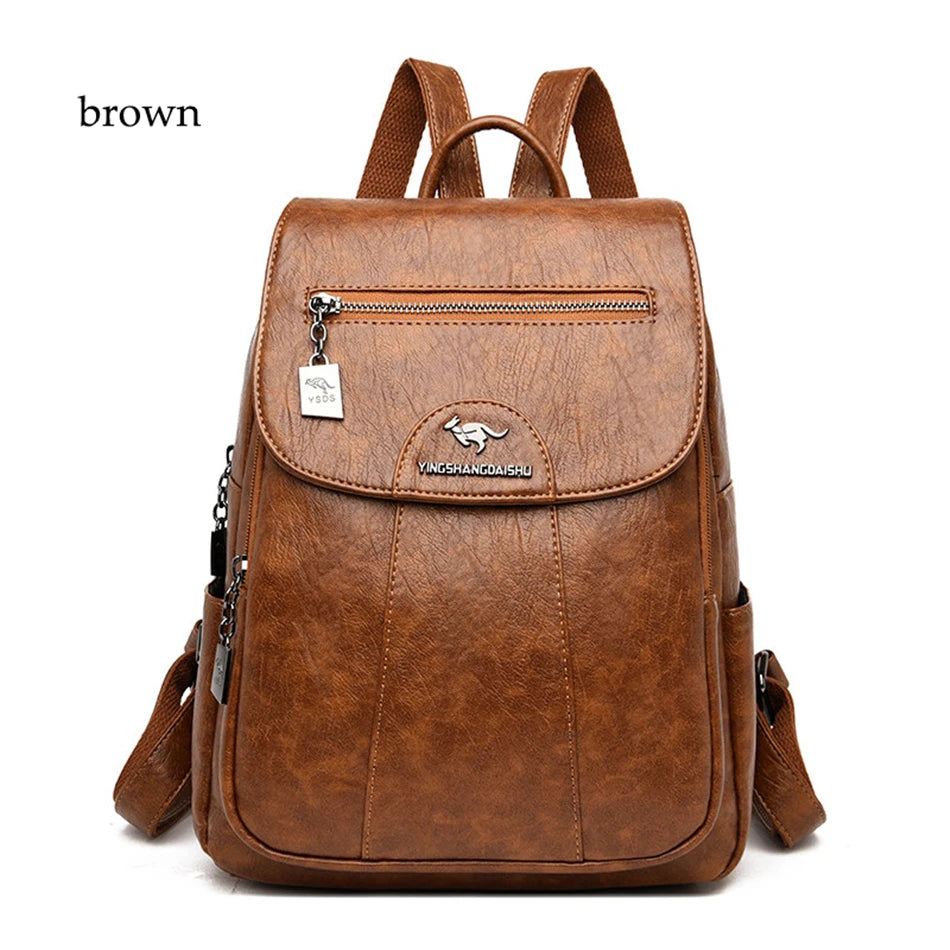 LW-021-UU】Women Soft Leather Backpacks Vintage Female Shoulder Bags Sac a Dos Casual Travel Ladies Bagpack Mochilas School Bags