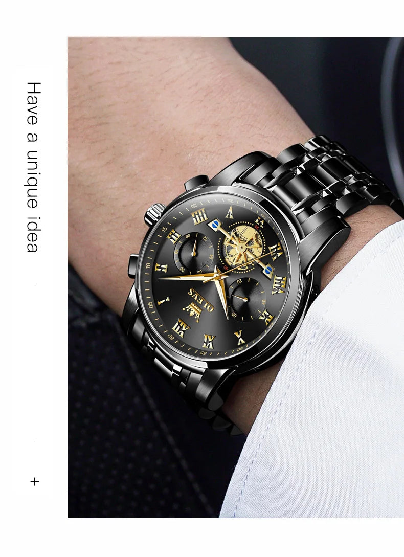 MW-010-UU】OLEVS Top Brand Men's Watches Classic Roman Scale Dial Luxury Wrist Watch for Man Original Quartz Waterproof Luminous