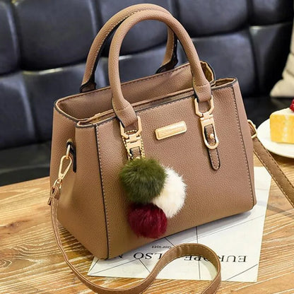 LW-006-UU】PU Leather Ladies HandBags Women Vintage Purse Plush Tassel Messenger Bags Tote Boston Shoulder Crossbody Bag