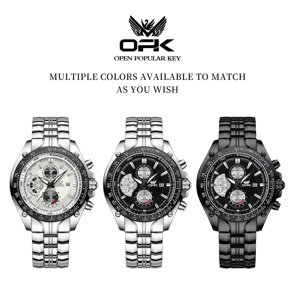 MW-015-UU】OPK Men‘s Watches Fashion Trend Original Wristwatch for Man Waterproof Stainless Steel Luminous Date Display