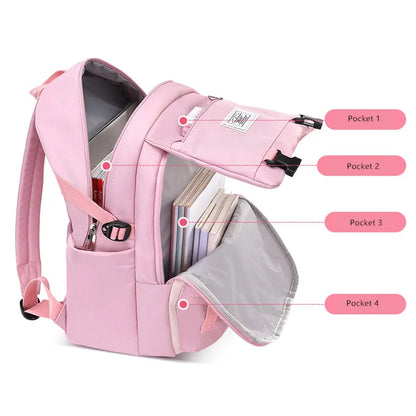 LK-007-UU】Fengdong high school bags for girls student many pockets waterproof school backpack teenage girl high quality campus backpack