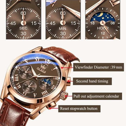 MW-013-UU】OLEVS Quartz Watch for Men Top Brand Luxury Watches Moon Phase waterproof Mens watches Fashion Chronograph Wrist Watches For Men