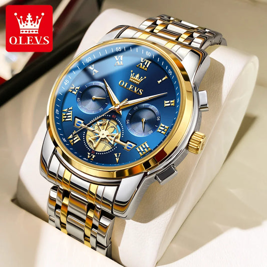 MW-010-UU】OLEVS Top Brand Men's Watches Classic Roman Scale Dial Luxury Wrist Watch for Man Original Quartz Waterproof Luminous