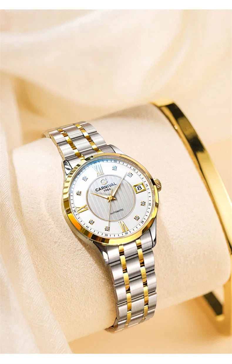 WW-003-UU】 New Carnival Fashion Women Mechanical Watches 316L Sapphire Stainless Steel Waterproof MIYOTA Movement Automatic Watch