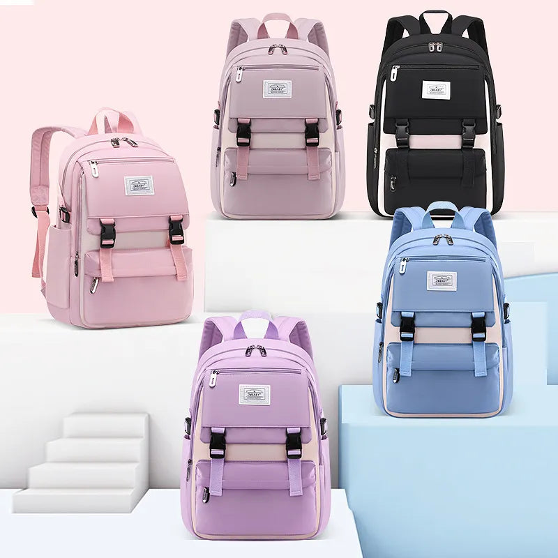 LK-007-UU】Fengdong high school bags for girls student many pockets waterproof school backpack teenage girl high quality campus backpack