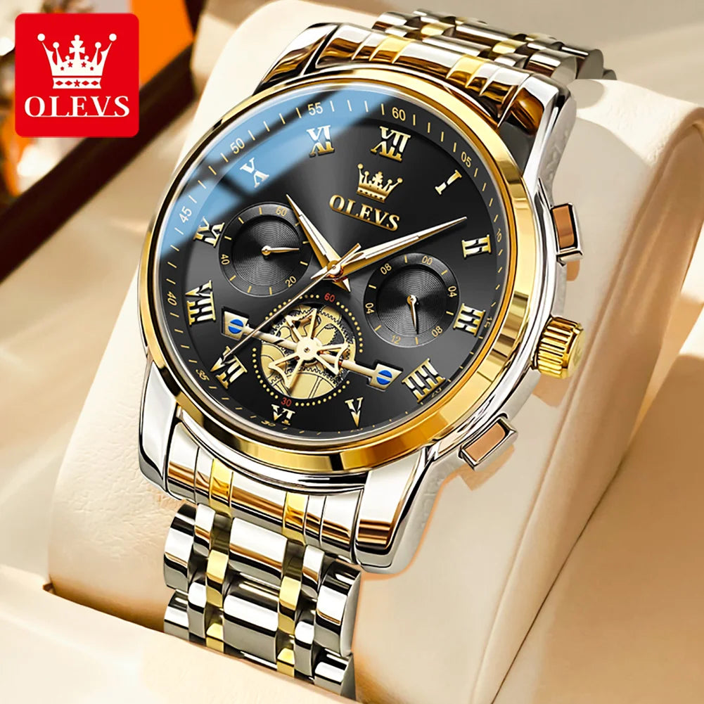 MW-010-UU】OLEVS Top Brand Men's Watches Classic Roman Scale Dial Luxury Wrist Watch for Man Original Quartz Waterproof Luminous