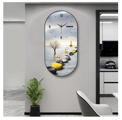 WT-003-UU】Modern luxury wall clock living room household fashion restaurant decorative painting creative wall hanging silent clock