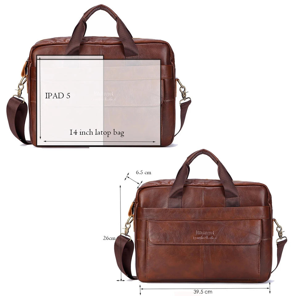 LM-013-UU】Men Genuine Leather Handbags Casual Leather Laptop Bags Male Business Travel Messenger Bags Men's Crossbody Shoulder Bag