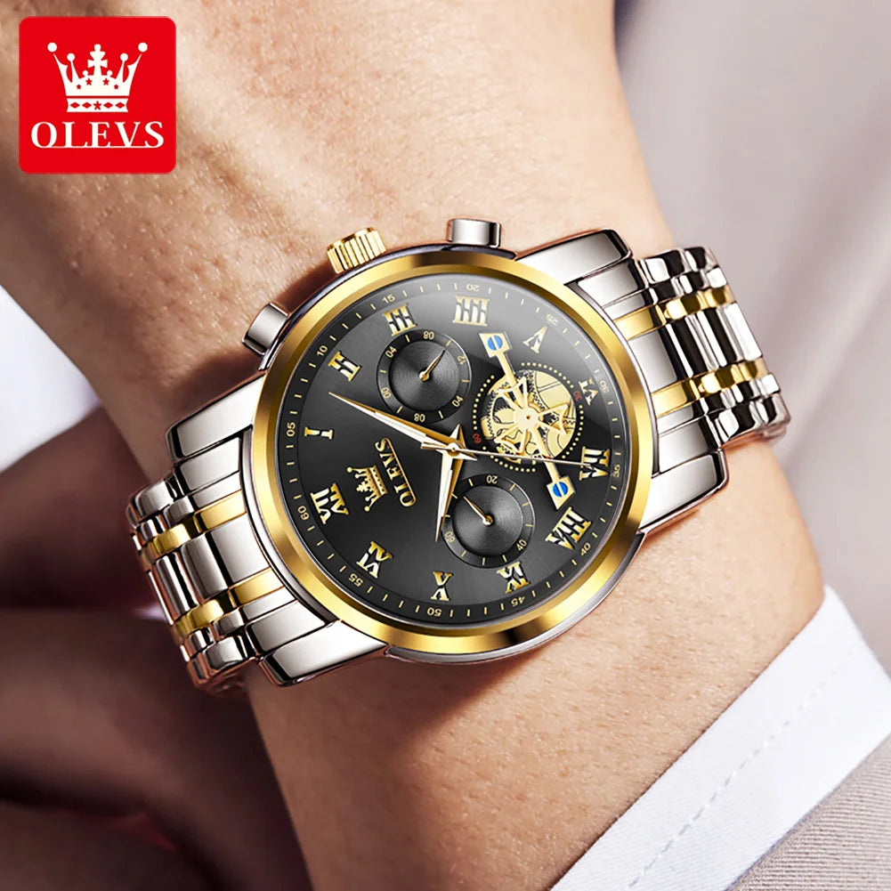 MW-010-UU】OLEVS Top Brand Men's Watches Classic Roman Scale Dial Luxury Wrist Watch for Man Original Quartz Waterproof Luminous