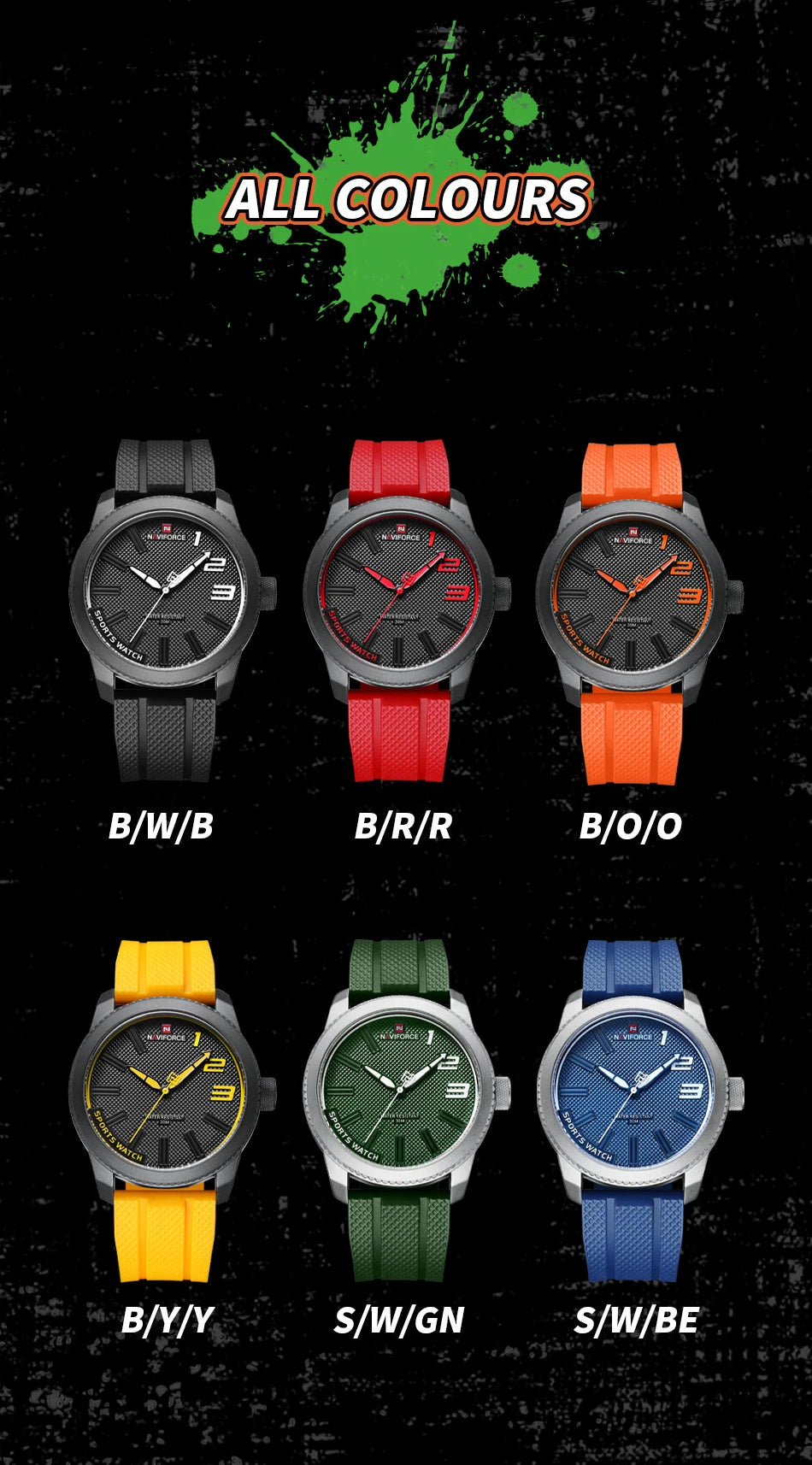 MW-002-UU】NAVIFORCE Top Luxury Brand Quartz Watch Men Silicone Strap Military Waterproof