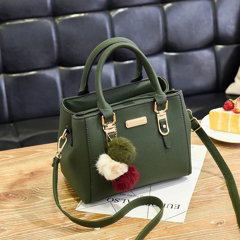 LW-006-UU】PU Leather Ladies HandBags Women Vintage Purse Plush Tassel Messenger Bags Tote Boston Shoulder Crossbody Bag