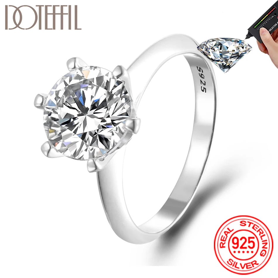 JR-005-UU】DOTEFFIL GRA Certified 1-3CT Moissanite Ring VVS1 Lab Diamond Solitaire Ring for Women Engagement Promise Wedding Band Jewelry