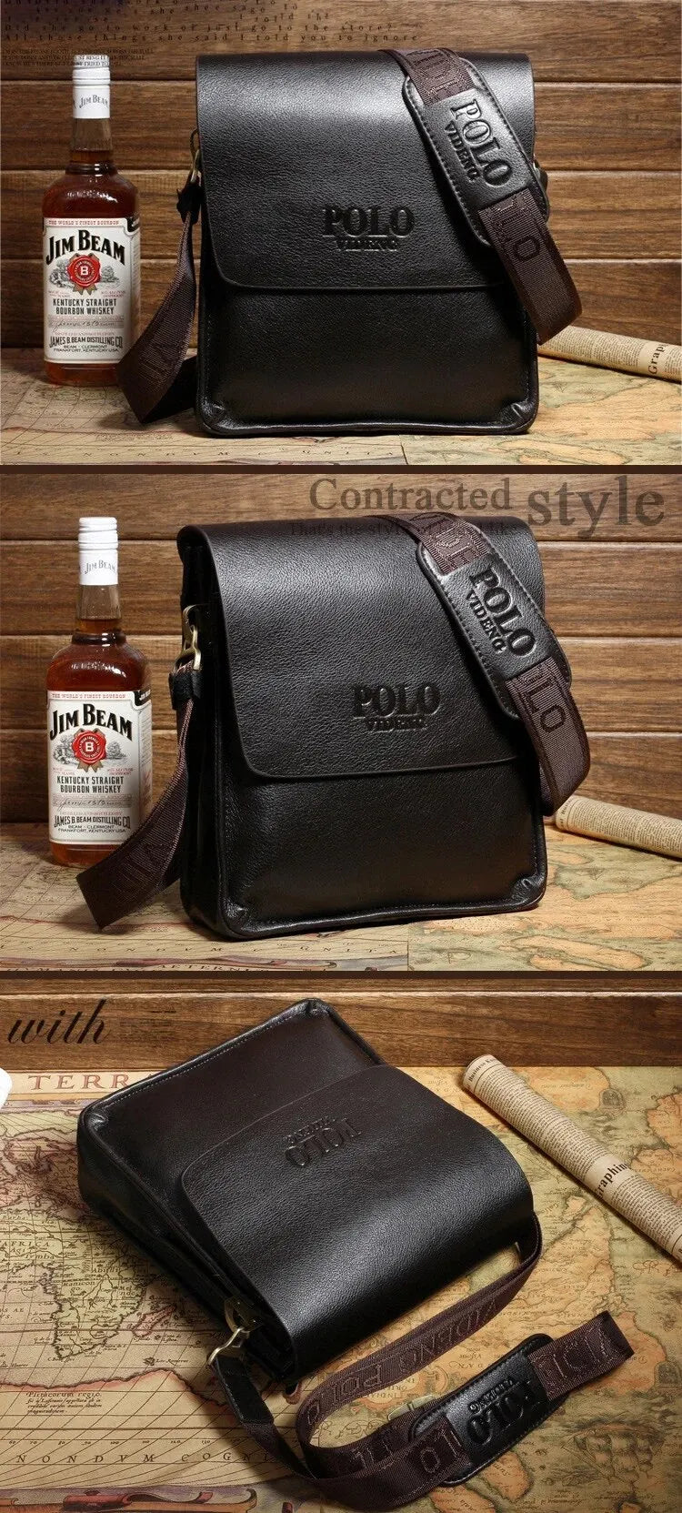 LM-004-UU-1】PU Leather Letter Pattern Shoulder Bag Large Capacity Wear-resistant And Scratchproof Shoulder Crossbody Bag For Men