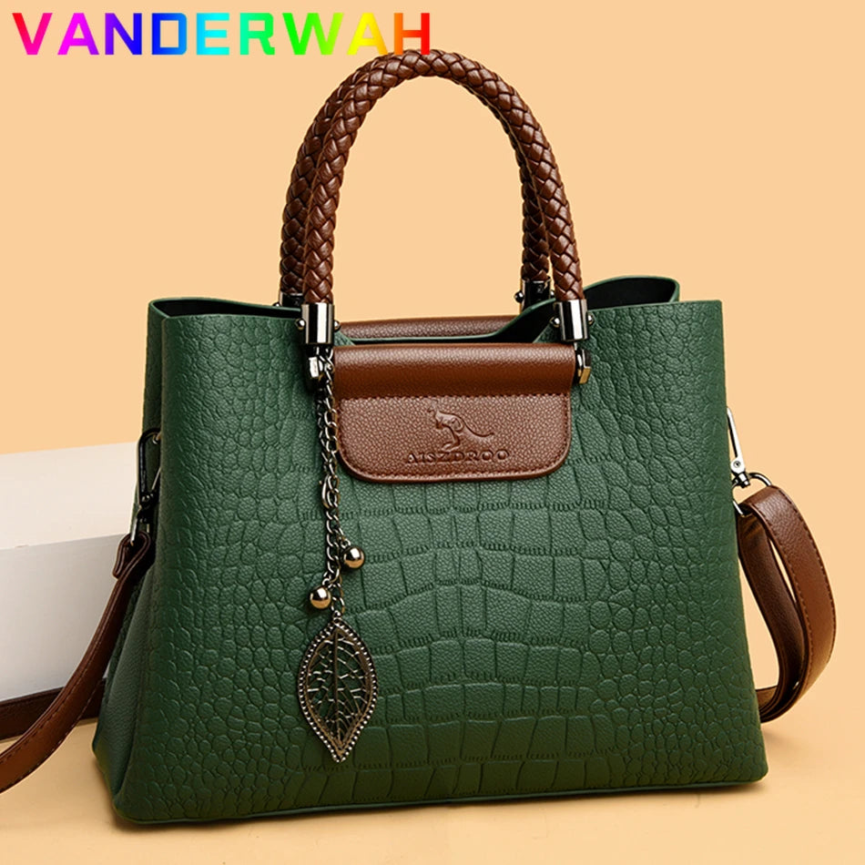 LW-009-UU】Brand Leather 3 Layers Alligator Crossbody Bag for Women Female Shoulder Messenger Sac Luxury Designer Ladies Handbags